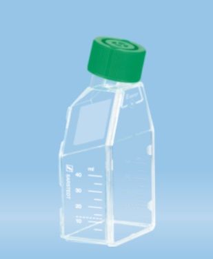 Culture vessel, sterile, for adherent or suspension cells, with 2-position cap