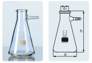 Filtering flask with glass hose connection, Erlenmeyer shape, 100 ml, made of Duran glass