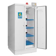 790+1FLIX4 Safety cabinet for storing and charging lithium batteries, white, 90 minutes, 2 doors, 4 shelves, fire extinguisher, smoke detector, emergency signals, 2050 x 905 x 903 mm