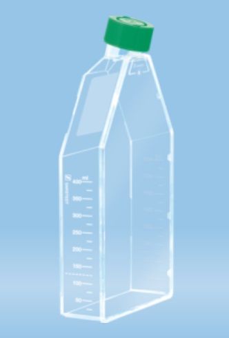 Culture vessel, sterile, for adherent or suspension cells, with vented, filter insert cap
