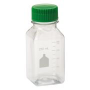 Négyszögletű PET palack, 250 ml, beosztásos, steril, ömlesztett, 24 db/doboz
