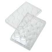 12 lyukú sejttenyésztő lemez fedéllel, 3,85cm2, felületkezelt, steril, egyesével csomagolt, 50 db / csomag