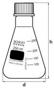 Erlenmeyer lombik csavaros kupakkal, GL 32, 1.000 ml, BORO 3.3 üvegből