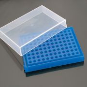 96 well PCR rack, with transparent lid, green