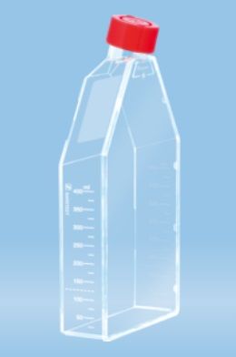 Culture vessel, sterile, for adherent or suspension cells, with 2-position cap