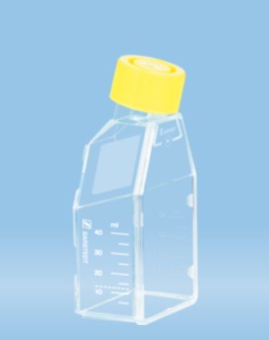 Culture vessel, sterile, for adherent or suspension cells, with vented, filter insert cap