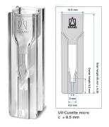 UV-Cuvette micro, UV-VIS, C=8,5 mm, 70 - 850 µl töltési térfogat, 100 darab