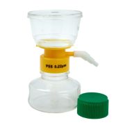 Műanyag szűrőkészülék, 150mL, 50mm átmérőjű 0,22µm PES szűrővel, steril, egyesével csomagolva, 12 db / csomag