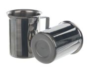 Fém pohár, premmel, kiöntővel, füllel, 250 ml, (henger-alakú), Ø65x85 mm, beosztás NÉLKÜL