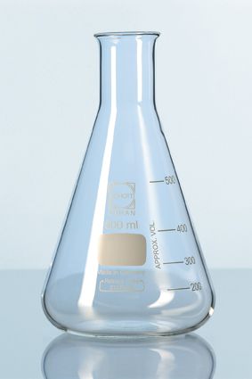 Erlenmeyer lombik, szűknyakú, osztással
