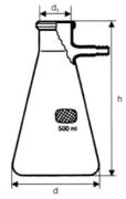 Filtering flask with plastic hose connection, Erlenmeyer shape, 2.000 ml, Duran
