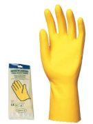 LATEX háztartási védőkesztyű, 30 cm, érdesített, sárga, 7-es méret, 1 pár