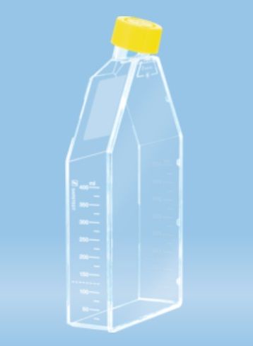 Culture vessel, sterile, for adherent or suspension cells, with vented, filter insert cap