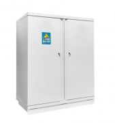 790+2FLIA4 Safety cabinet for lithium battery storage and charge, white, 90 minutes, 2 doors, 4 shelves and 1 fire extinguisher, 2050 x 1502 x 903 mm