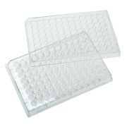 96 lyukú sejttenyésztő lemez fedéllel, 0,33cm2, felületkezelt, steril, egyesével csomagolt, 100 db / csomag