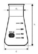Erlenmeyer lombik, bőnyakú, osztással, 250 ml, Simax üvegből