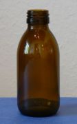 Gyógyszeres üveg barna, 150 ml, menetes, kupak nélkül, DIN 28